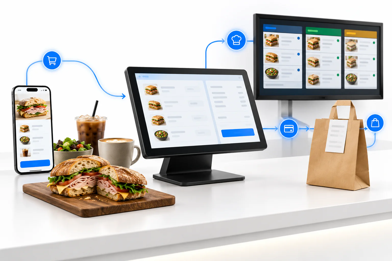 Digital deli and cafe POS, online ordering, kitchen display, and pickup ecosystem